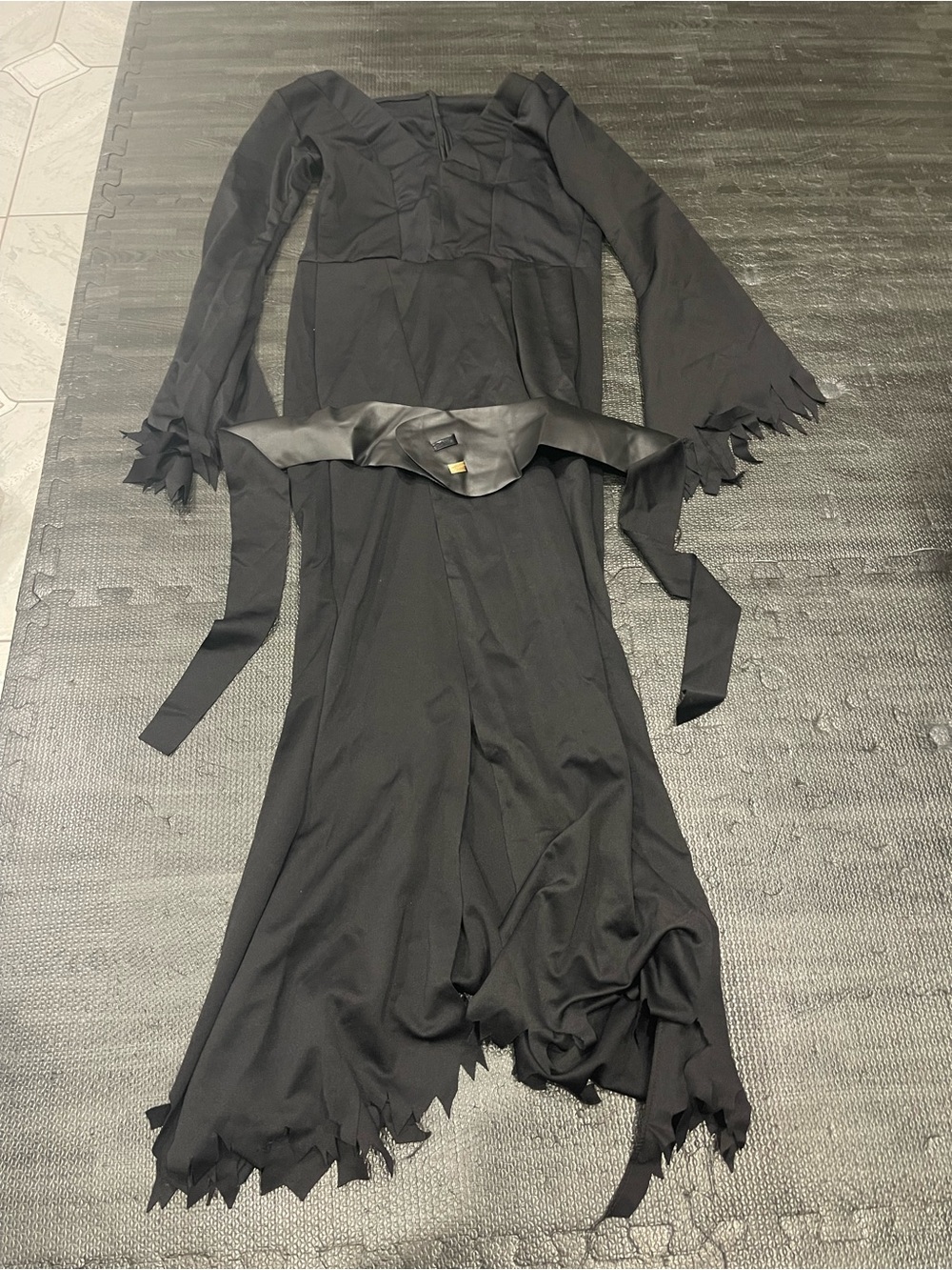 Black Long Sleeve Maxi Dress with Jagged Hem